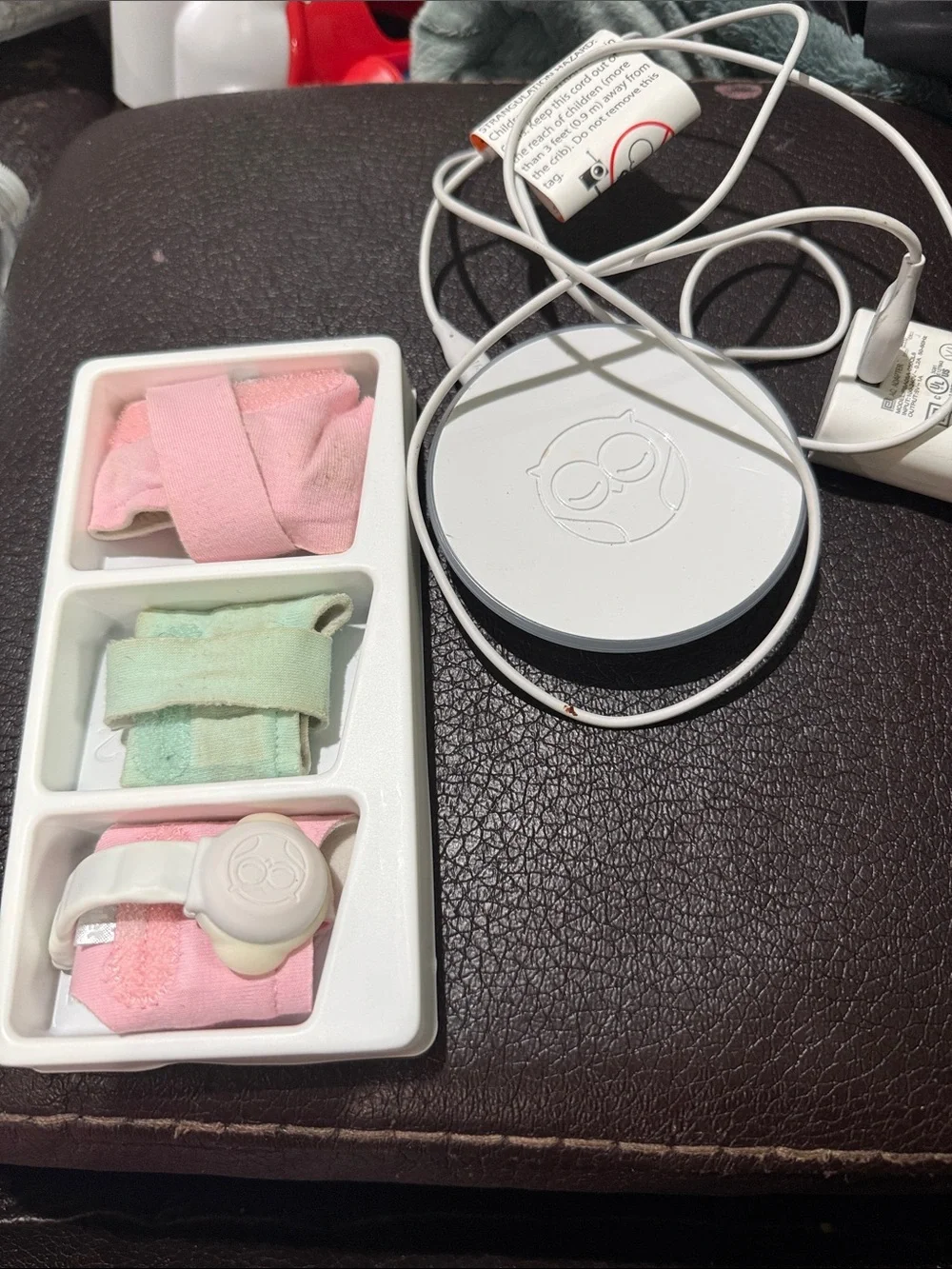 Wireless Charging Pad with Pink and Mint Cable Straps